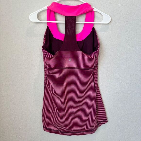 Lululemon Pink Maroon Stripe Racerback Tank Top - Size Small - EUC - Picture 4 of 5